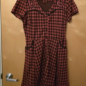Sourpuss Red and Black Checkered Dress